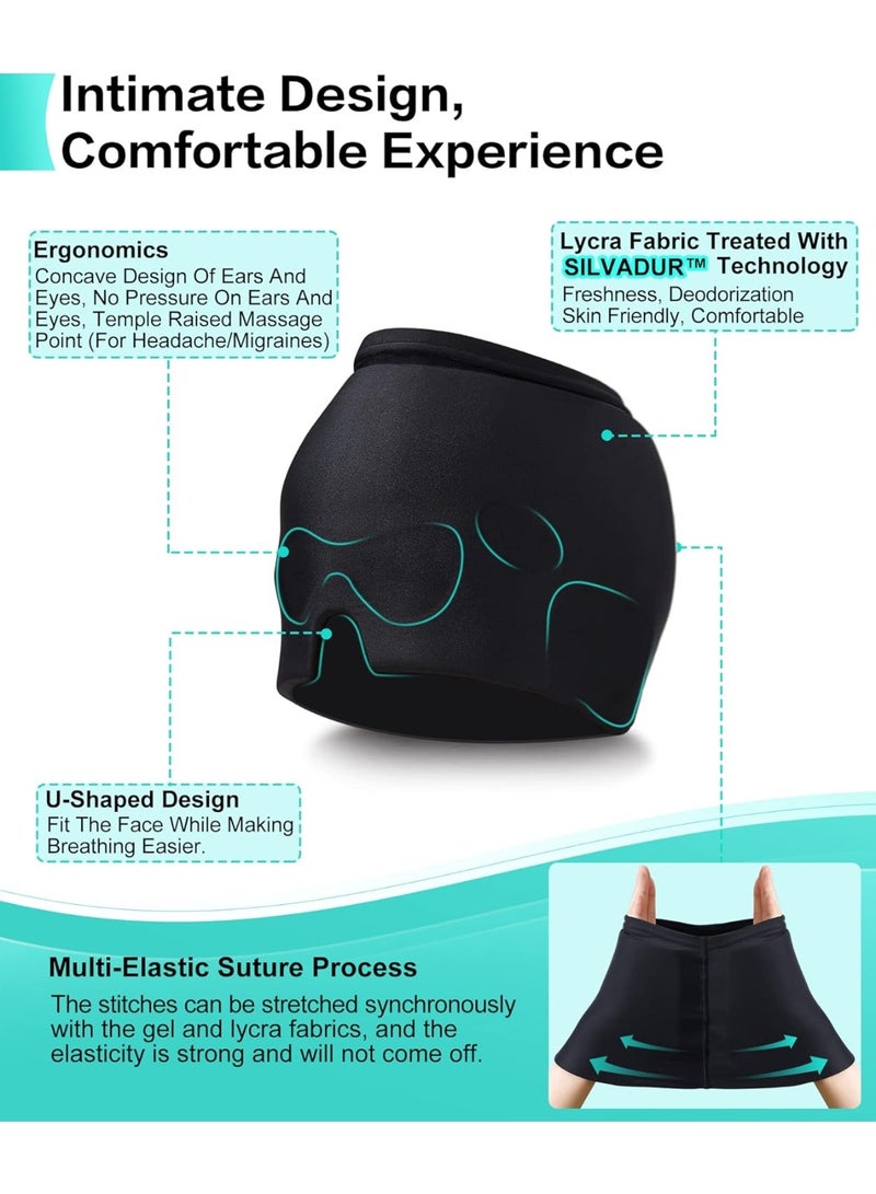 Headache Migraine Relief Hat - Hot & Cold Full Surrounding Migraine Relief Mask Ice Pack Cap, for Tension Sinus Headache, Fever, Stress Relief, Puffy Eye, Dark Circle, Sports Cold Compress - Image 3